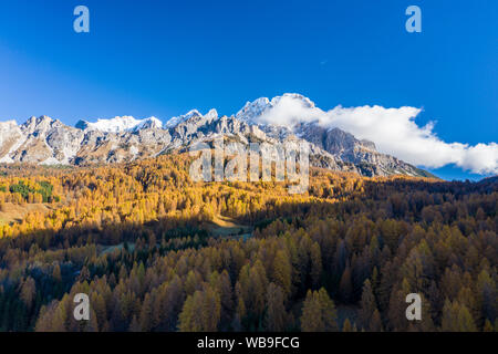 La couleur en automne dans les dolomites près de Cortina d'Ampezzo, Italie. Banque D'Images