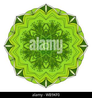 Mandala à huit pointes vert Illustration de Vecteur