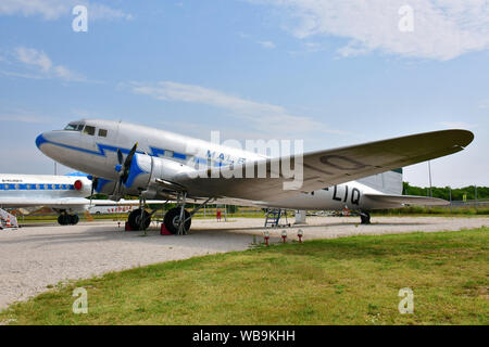 Lisunov LI-2T avion, Aeropark est un open-air aviation museum à côté de l'Aéroport International Liszt Ferenc, Budapest, Hongrie, Magyarország, Europe Banque D'Images