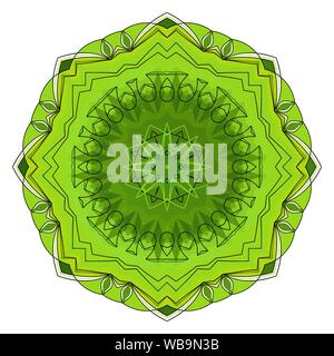 Mandala à huit pointes vert Illustration de Vecteur