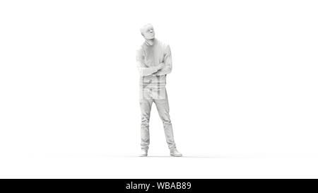 Le rendu 3D d'un modèle informatique d'un homme debout, dans l'arrière-plan blanc studio plusieurs vues Banque D'Images