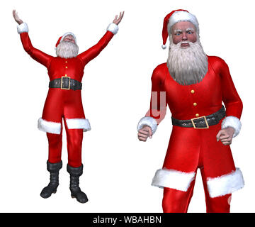 Illustration d'un rendu numérique de Père Noël sur fond blanc. Banque D'Images