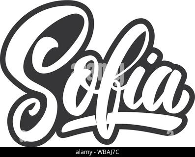 Sofia (capitale de la Bulgarie). Phrase de lettrage sur fond blanc. L'élément de conception pour l'affiche, bannière, t shirt, de l'emblème. Vector illustration Illustration de Vecteur