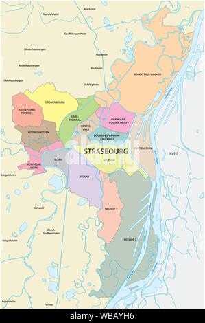 Carte politique et administrative de la capitale alsacienne Strasbourg Illustration de Vecteur