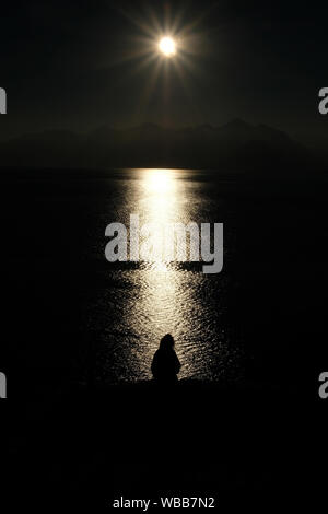 Silhouettes au coucher du soleil à Antalya Banque D'Images