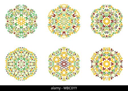 Ornement floral ronde symbole mandala circulaire set - résumé des éléments de vecteur Illustration de Vecteur