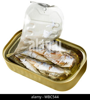 Peut ouvrir des sardines. Plus isolé sur fond blanc Banque D'Images