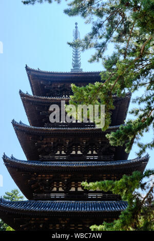 La pagode de cinq étages du complexe du temple Kofukuji à Nara, au Japon. Banque D'Images