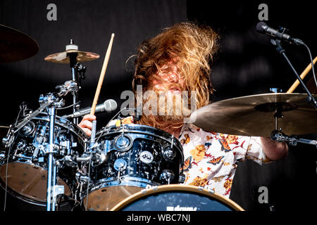 Trondheim, Norvège. 2e, juin 2018. Le groupe de hard rock britannique effectue un peu glorieux live pendant le festival de musique de Norvège à Trondheim Trondheim Rocks 2018. Ici le batteur Phil Castor est vu sur scène. (Photo crédit : Gonzales Photo - Tor Atle Kleven). Banque D'Images