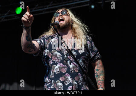 Trondheim, Norvège. 2e, juin 2018. Le groupe de hard rock britannique effectue un peu glorieux live pendant le festival de musique de Norvège à Trondheim Trondheim Rocks 2018. Ici le chanteur Nathan James est vu sur scène. (Photo crédit : Gonzales Photo - Tor Atle Kleven). Banque D'Images