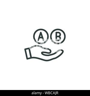 L'essai, essai, l'icône de recherche avec des lettres A et B Illustration de Vecteur