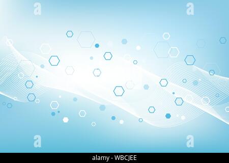 Fond abstrait géométrique molécule avec hexagones. Motif de la technologie avec des lignes, des points, des hexagones. Molécule futuriste concept formes à usage médical Illustration de Vecteur