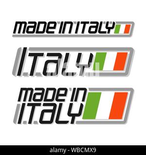 Vector illustration du logo pour "made in Italie", composé de trois pavillons isolés les illustrations avec l'Etat national italien d'un drapeau et d'Italie le texte w Illustration de Vecteur