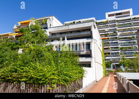 Vue arrière de Connollystraße 31, site du siège de Munich pendant les Jeux Olympiques d'été de 1972 à Munich, Allemagne. Banque D'Images