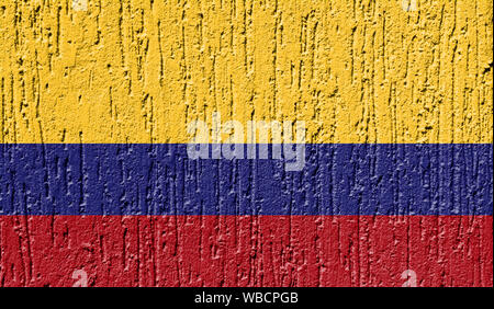 Drapeau de la Colombie close up peint sur un mur fissuré Banque D'Images