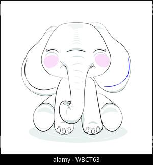 La charmante appelée baby elephant calf, aveuglément Illustration de Vecteur