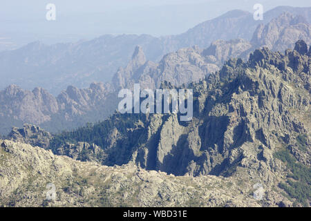 Bavella, vue depuis le Monte Incudine, France, Corse, GR20 Banque D'Images