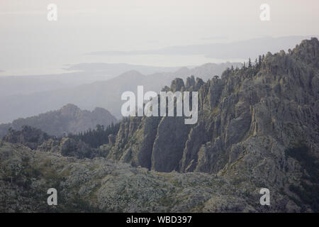 Bavella, vue depuis le Monte Incudine, France, Corse, GR20 Banque D'Images