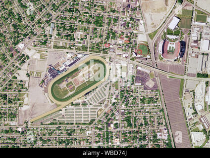 Photographie aérienne de Churchill Downs et Cardinal Stadium, Louisville, Kentucky, USA. Droit recueillis le 23 mai 2016. Banque D'Images