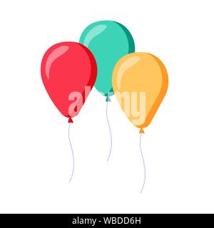 Bouquet de ballons en cartoon style plat isolé sur fond blanc. Vector set Illustration de Vecteur