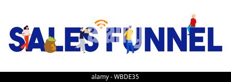 L'illustration de l'entonnoir de vente génération digital marketing et e-business technologie. Illustration de Vecteur