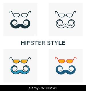 Icône de Style hippie. Quatre éléments dans diférents styles de coiffure icons collection. Les icônes de style hipster créatif rempli, contours, et de couleur Illustration de Vecteur