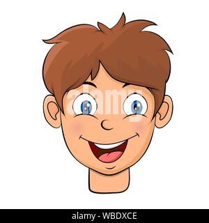 Petit garçon avatar face design dessin animé isolé sur fond blanc Illustration de Vecteur