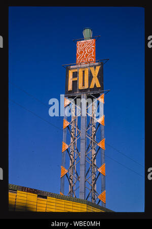 Fox Theatre tower, voir de plus près, la rue Front, Missoula, Montana Banque D'Images