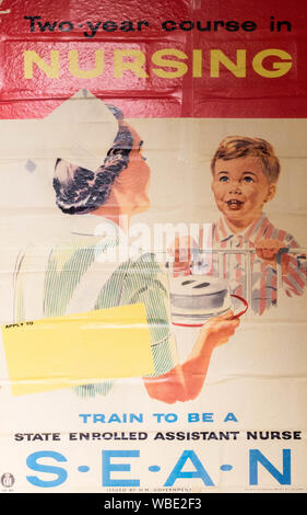 Vintage Train pour être infirmière affiche de recrutement du gouvernement. UK Banque D'Images
