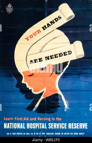 Vintage poster de réserve pour le Service de l'hôpital national. UK Banque D'Images