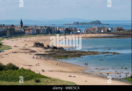 Une vue de Milsey bay beach, North Berwick, East Lothian, en Ecosse. Banque D'Images