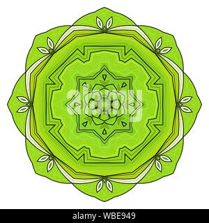 Mandala à huit pointes vert Illustration de Vecteur