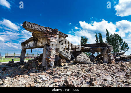 Ruines de la chambre à gaz d'Auschwitz-Birkenau, en Pologne Banque D'Images