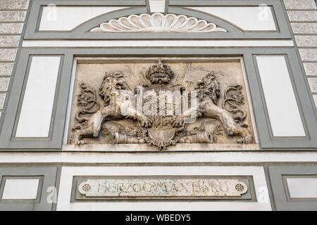 Armoiries de Bavière au Max Tower, Munich, Haute-Bavière, Bavière, Allemagne Banque D'Images