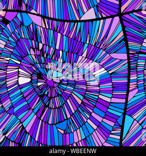 Résumé de fond vectoriel continu. Kaléidoscope, à spirale. Violet, Bleu et noir. Isolé Banque D'Images