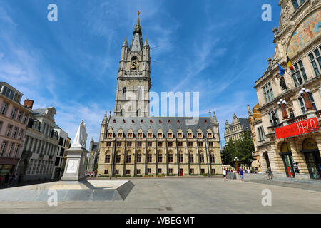 Le Belfort van Gent, le beffroi de Gand tour médiévale, Gand, Belgique Banque D'Images