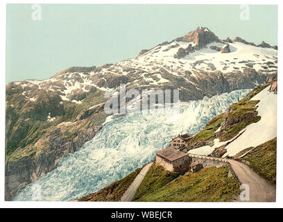 Furka et Glacier Rhöne, Oberland Bernois, Suisse ; Banque D'Images