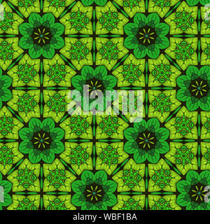 Des formes intéressantes et couleurs pour créer un modèle de conception symétrique qui peut être carrelées en toute transparence pour l'utiliser comme tissu ou textile, ou un papier peint fond Banque D'Images