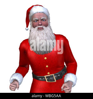 Illustration d'un rendu numérique de Père Noël sur fond blanc. Banque D'Images