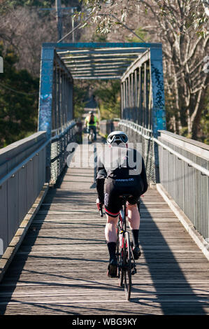 Passerelle de la rue Walmer sur la principale piste de Yarra, Melbourne, Victoria, Australie Banque D'Images