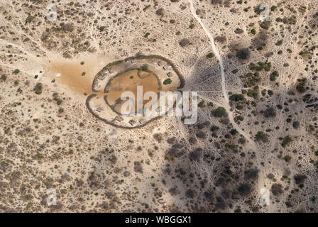 Vue aérienne d'une steppe Masaï Masaï, règlement, Tanzanie Banque D'Images