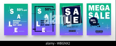 Ensemble de bannières web accrocheur pour le shopping, la vente, la promotion de produits, jeu. Illustrations vectorielles pour les médias sociaux bannières, affiches, e-mails et Illustration de Vecteur