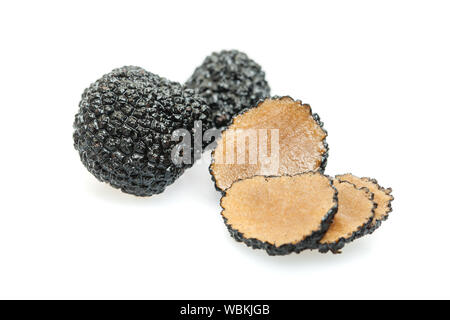 Tranche champignon truffe. Tranches de champignons truffes gastronomiques noir Banque D'Images