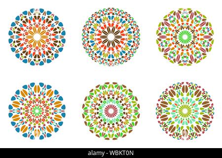 Mandala de pierre ornée de symboles colorés - Ronde d'ornement géométrique abstraite des éléments graphiques vectoriels Illustration de Vecteur