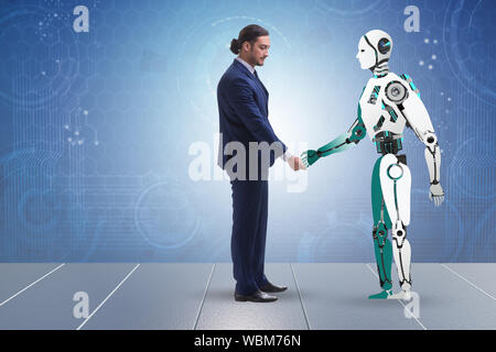 La notion de coopération entre les humains et les robots Banque D'Images