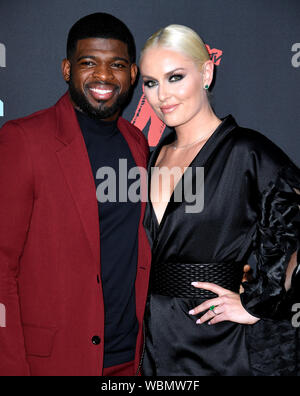 P. K. Subban et Lindsey Vonn qui fréquentent les MTV Video Music Awards 2019 qui a eu lieu au Prudential Center de Newark, New Jersey. Banque D'Images