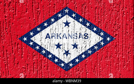 État du pavillon de l'Arkansas close up peint sur un mur fissuré Banque D'Images