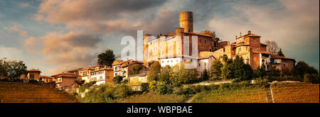 Castiglione Faletto, village de vin barolo région, Langhe, Piémont, Italie Banque D'Images