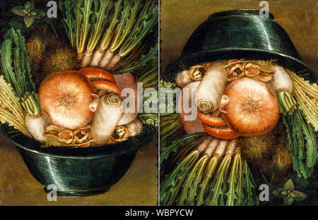 Giuseppe Arcimboldo, le jardinier, de légumes (L'Ortolano), tête réversible, peinture, 1587-1590 Banque D'Images