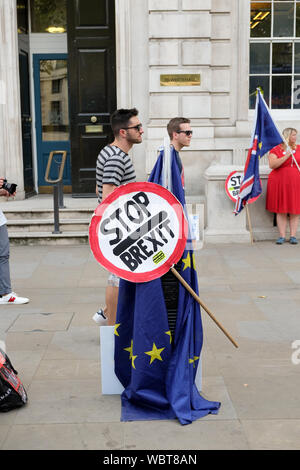 Cabinet Office, Whitehall, Londres, Royaume-Uni. 27 août 2019. Ue Pro, anti Brexit manifestants devant le bureau du Cabinet. Crédit : Matthieu Chattle/Alamy Live News Banque D'Images